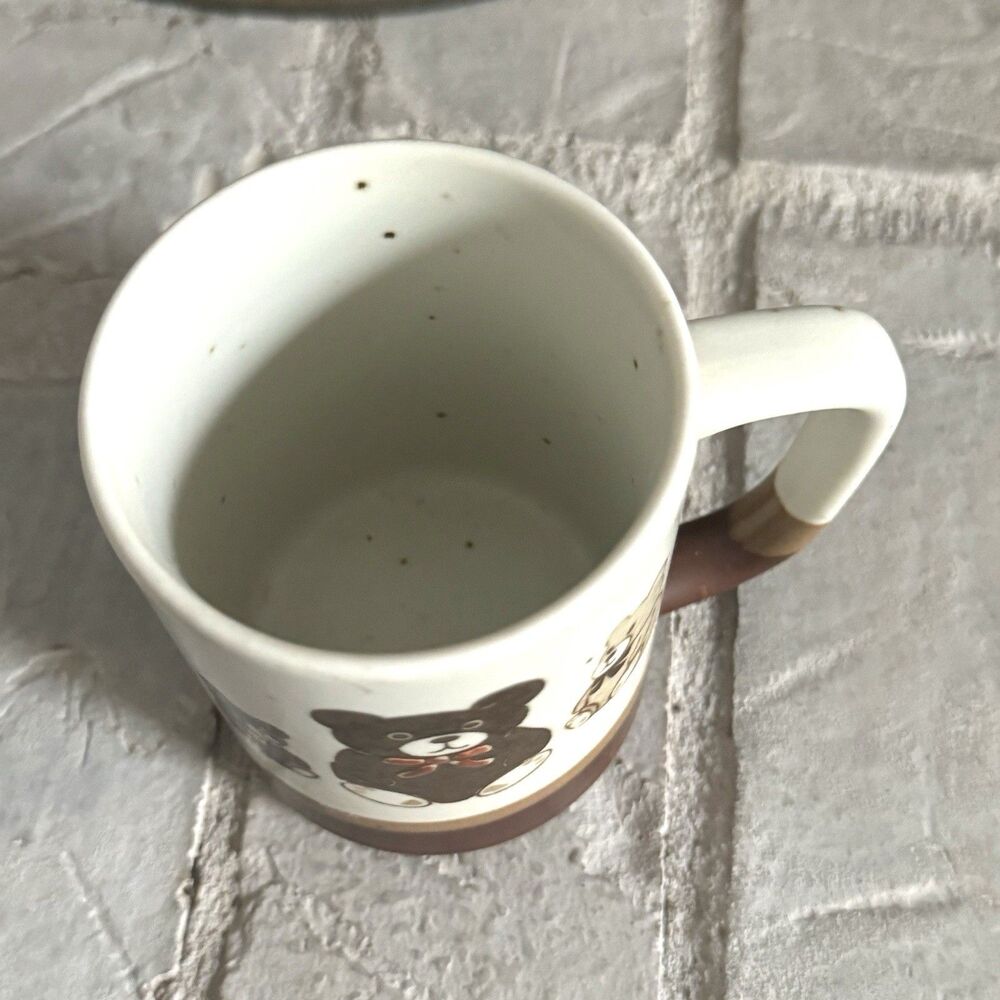 Otigari Vintage Teddy Bears Mug Brown Speckled Glazed Brown 5 Bear Design - Picture 3 of 6